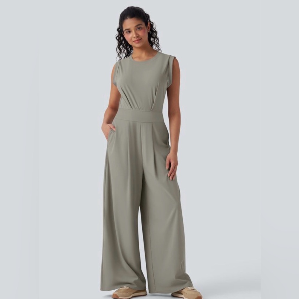 HALARA Sage Green Wide-Leg Jumpsuit